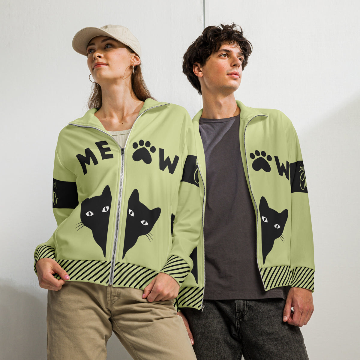 For Cat Enthusiasts - MEOW-Inspired Unisex Track Jacket - - Jackets