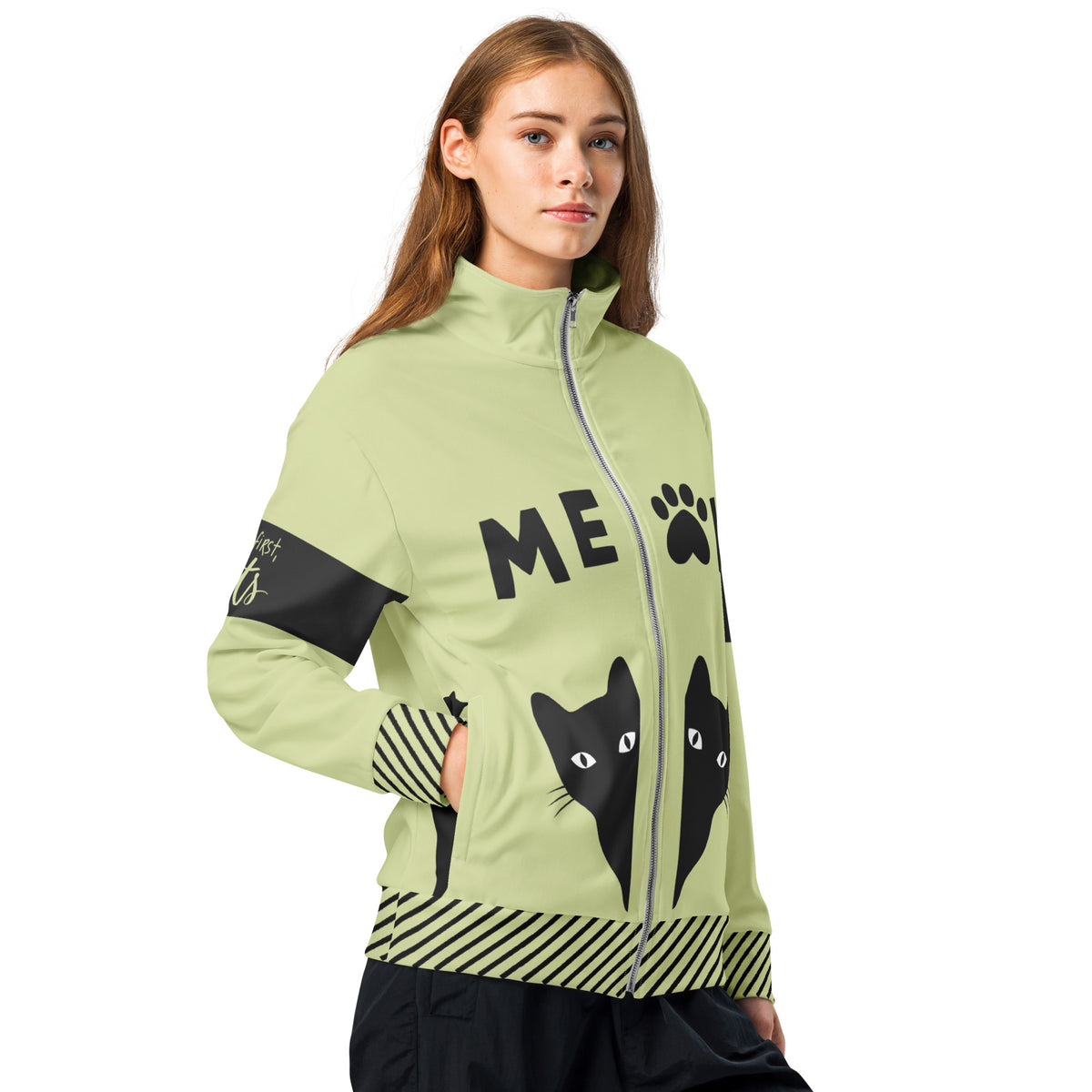 For Cat Enthusiasts - MEOW-Inspired Unisex Track Jacket - - Jackets