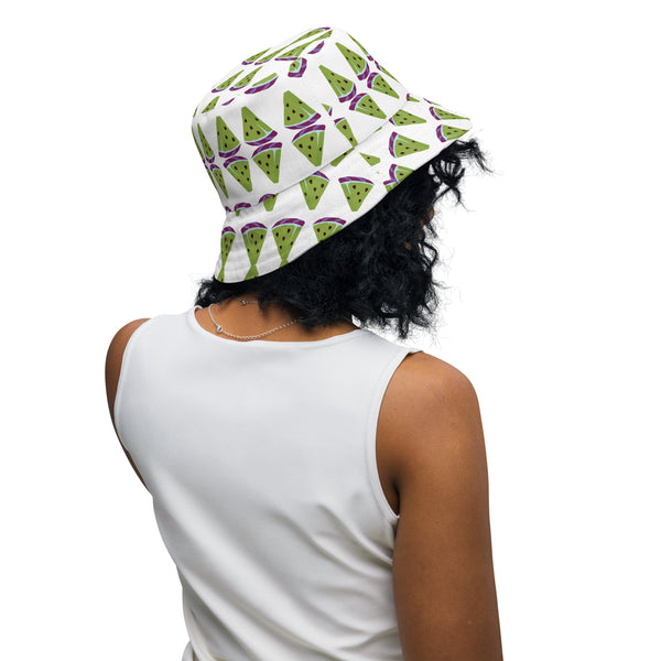 Sweet Summer Memories - Watermelon Panel Reversible Bucket Hat - - Reversible Bucket Hat