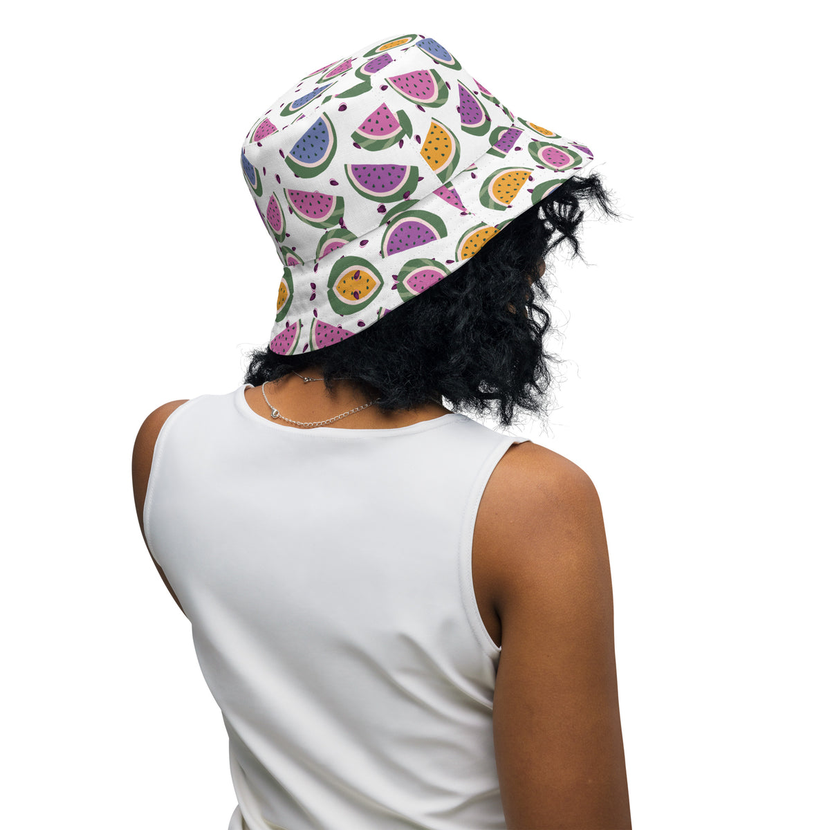 Sweet Memories Ahead - Watermelon Slice Reversible Bucket Hat - - Reversible Bucket Hat