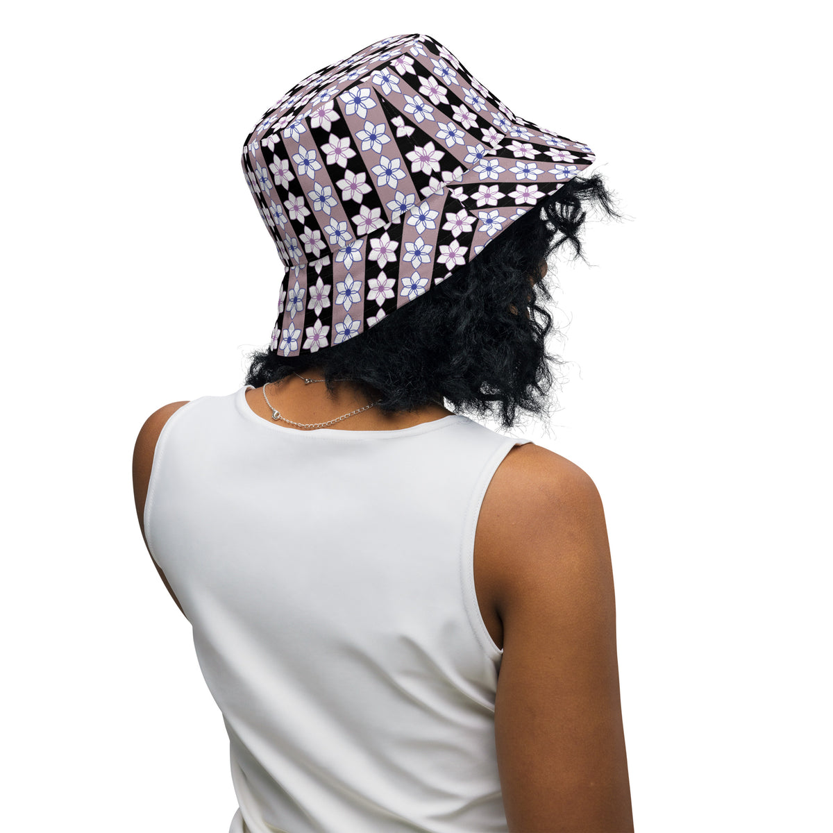 Blossom Stripes Reversible Bucket Hat - - Hats