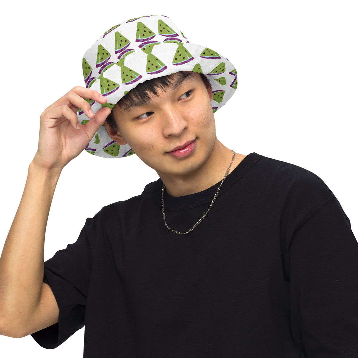 Sweet Summer Memories - Watermelon Panel Reversible Bucket Hat - - Reversible Bucket Hat