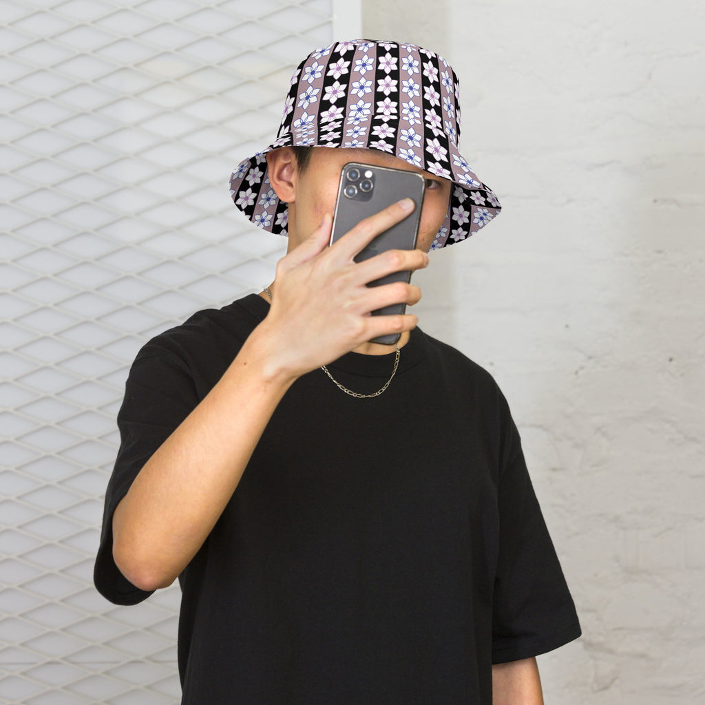 Blossom Stripes Reversible Bucket Hat - L XL - Hats