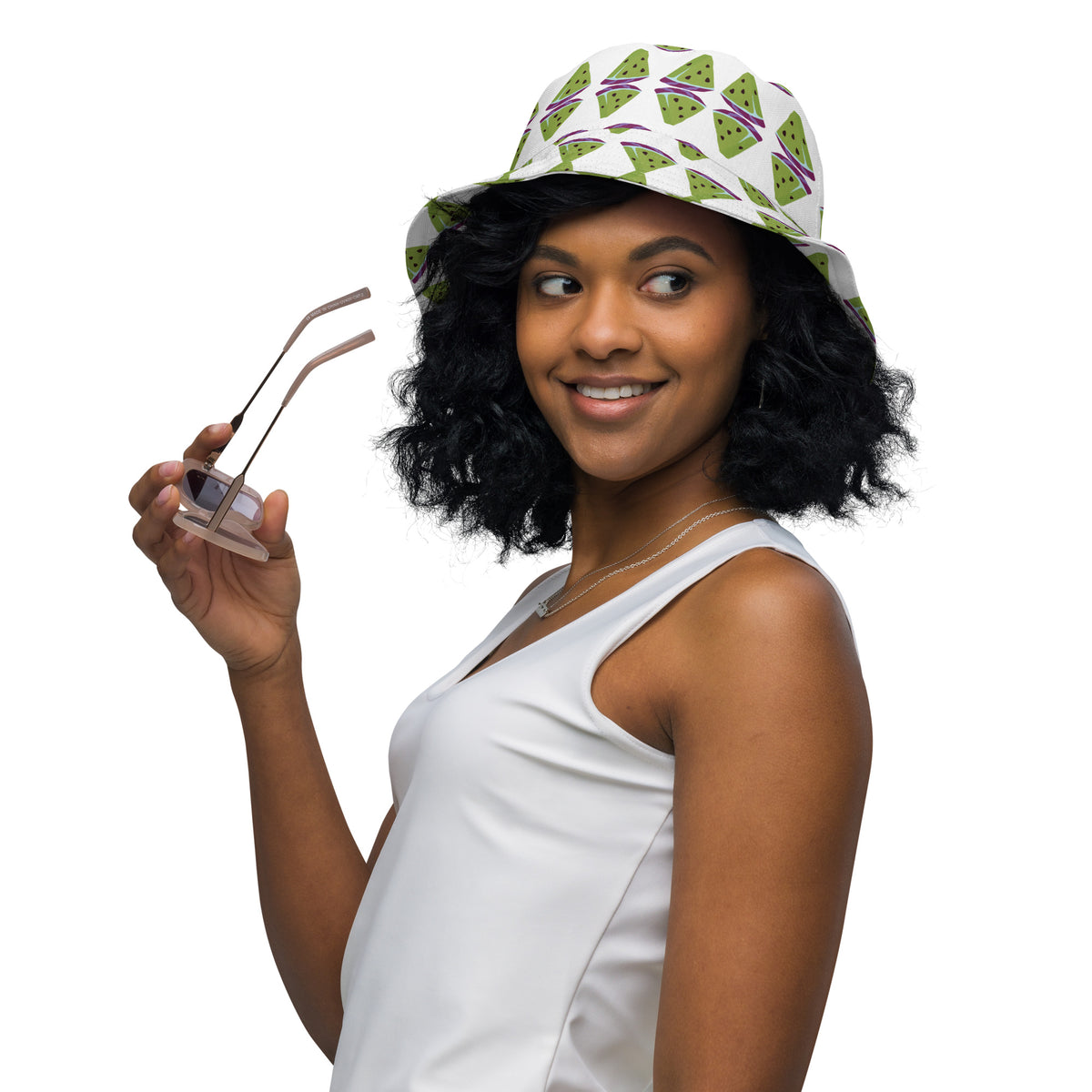 Sweet Summer Memories - Watermelon Panel Reversible Bucket Hat - - Reversible Bucket Hat