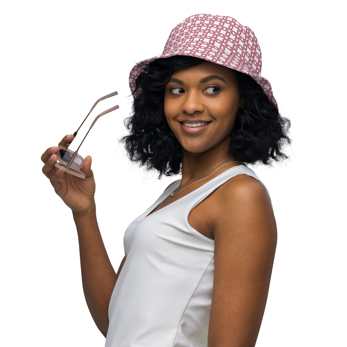 Bloom into Memories - Flower Pattern Reversible Bucket Hat - - Hats