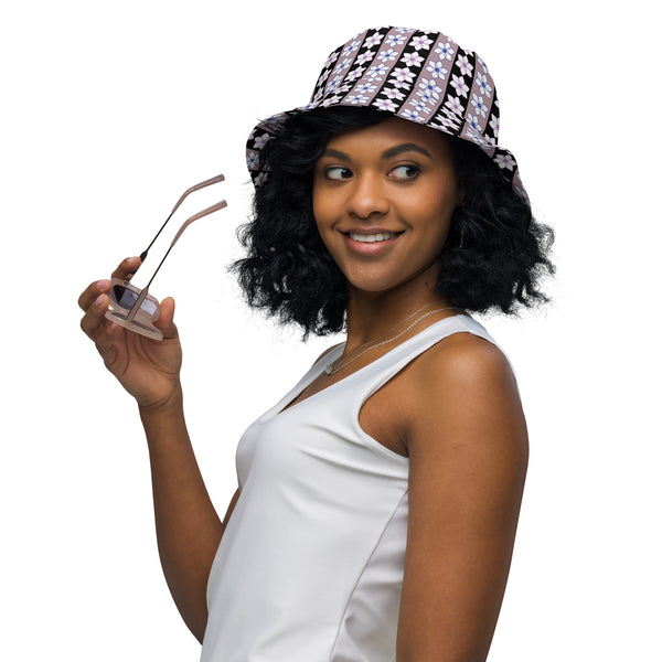 Blossom Stripes Reversible Bucket Hat - - Hats