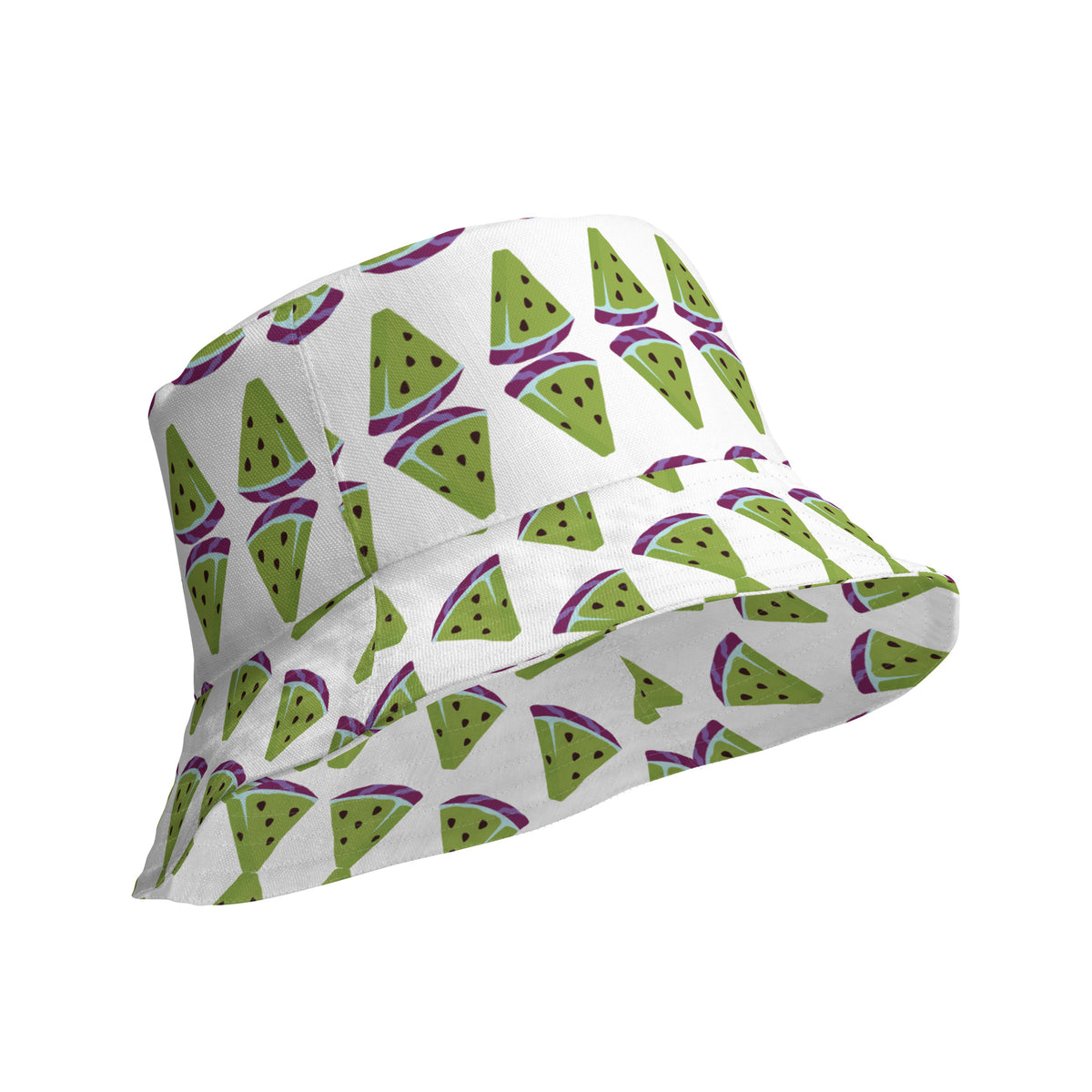 Sweet Summer Memories - Watermelon Panel Reversible Bucket Hat - - Reversible Bucket Hat