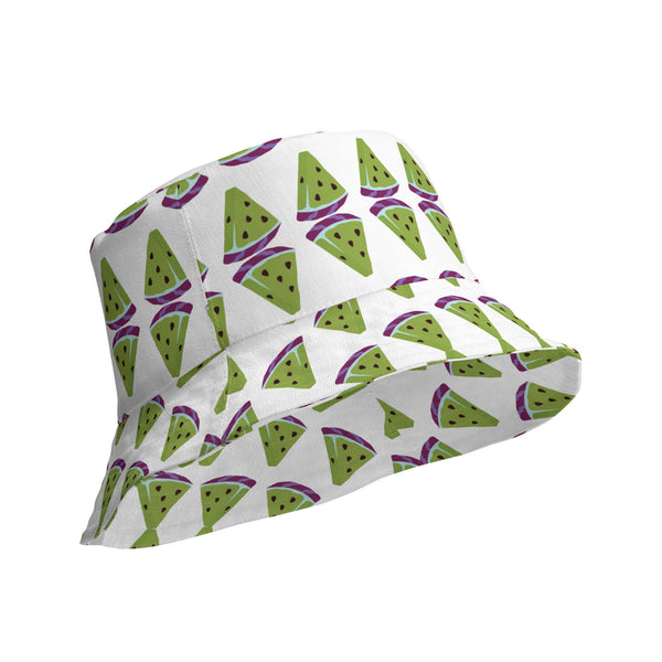 Sweet Summer Memories - Watermelon Panel Reversible Bucket Hat - - Reversible Bucket Hat