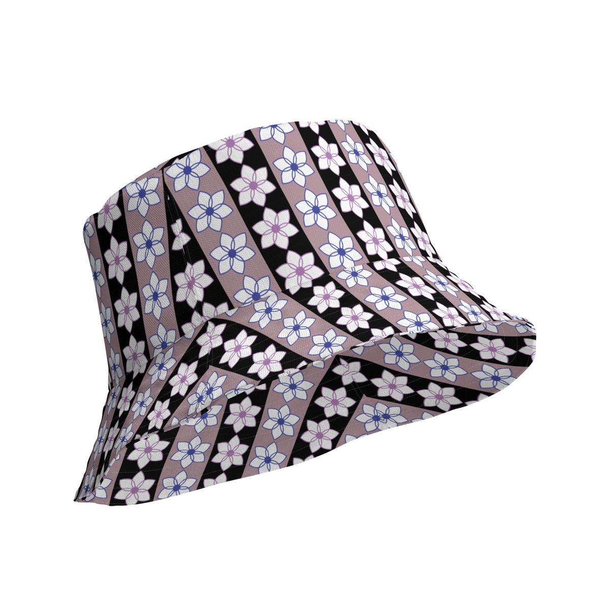 Blossom Stripes Reversible Bucket Hat - - Hats