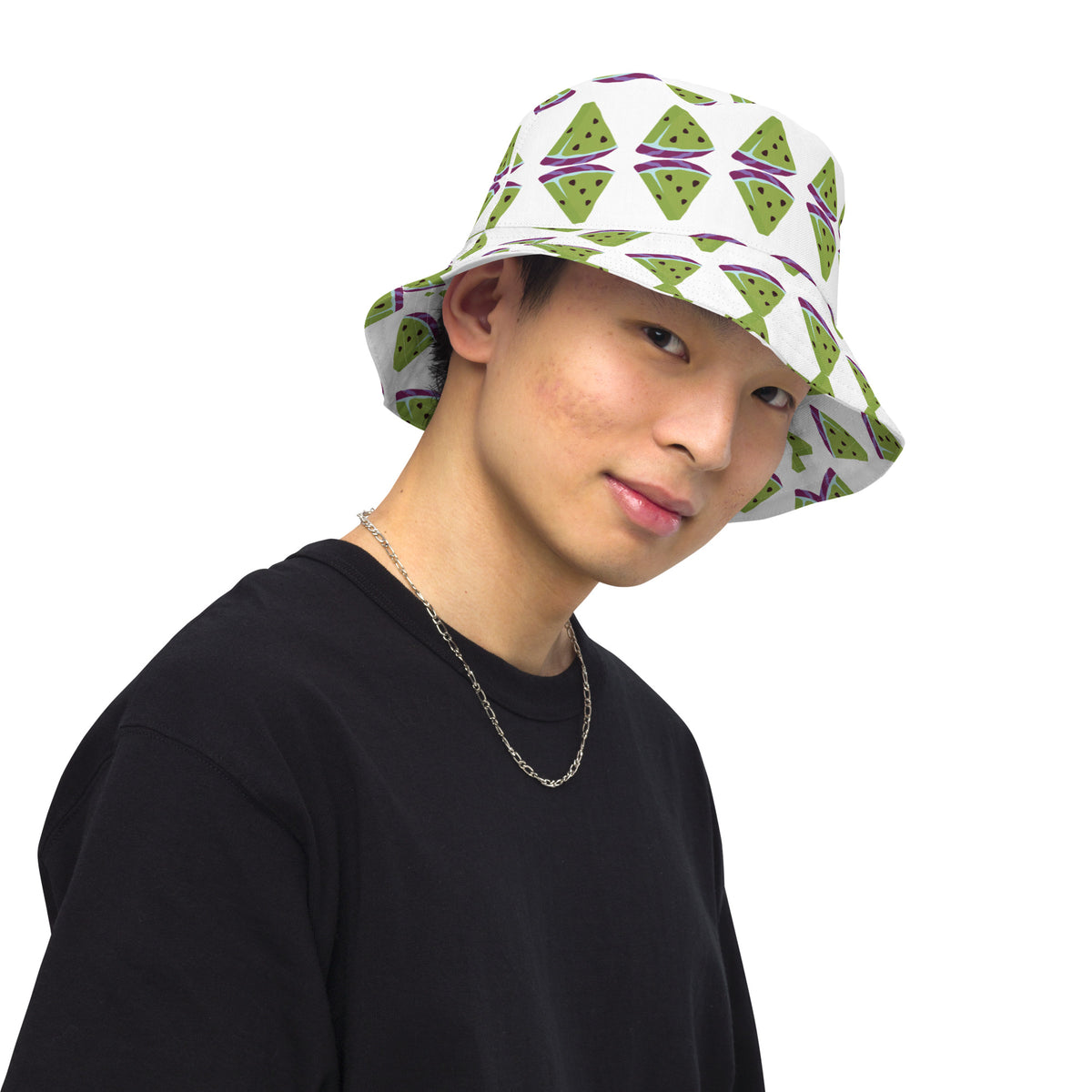 Sweet Summer Memories - Watermelon Panel Reversible Bucket Hat - - Reversible Bucket Hat