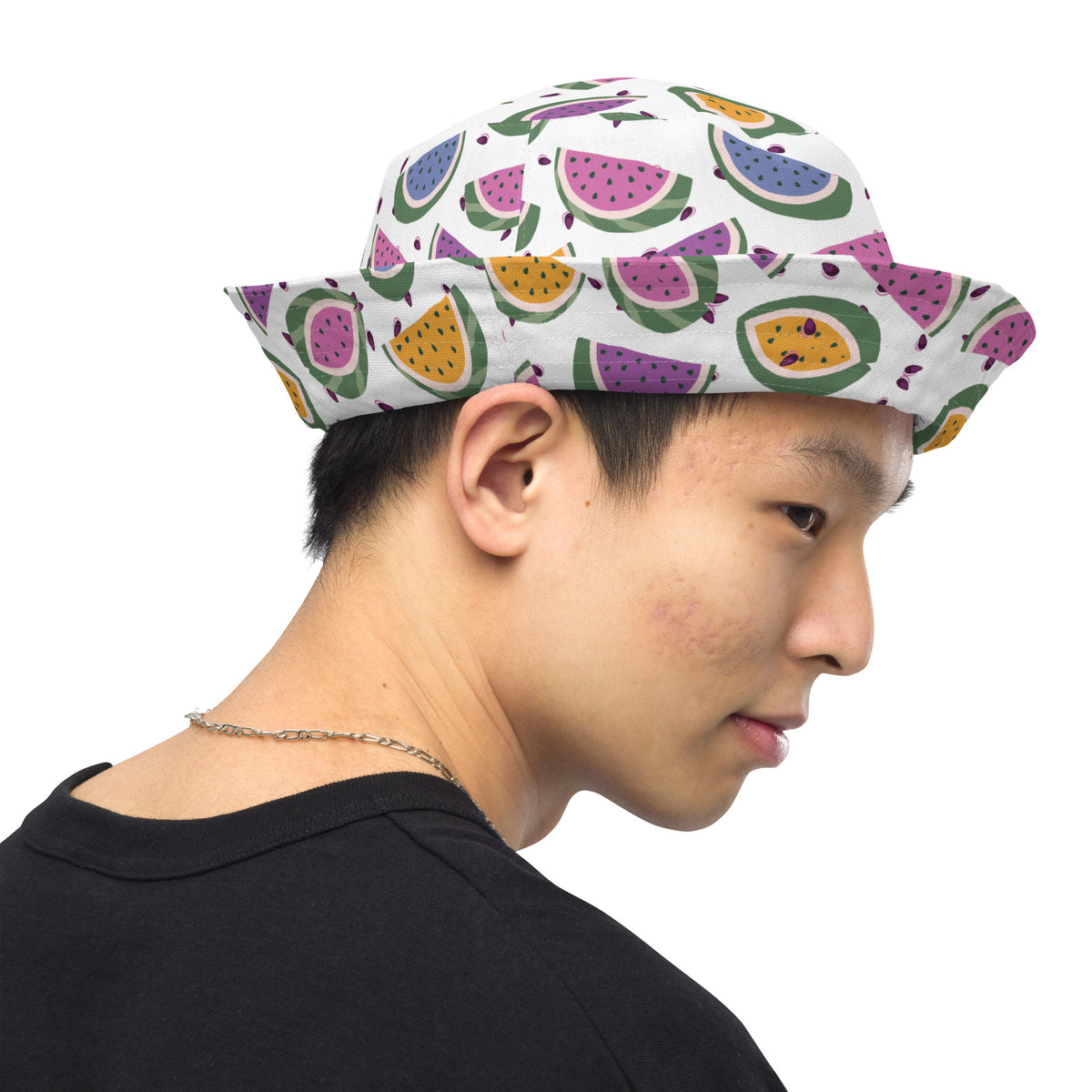 Sweet Memories Ahead - Watermelon Slice Reversible Bucket Hat - - Reversible Bucket Hat