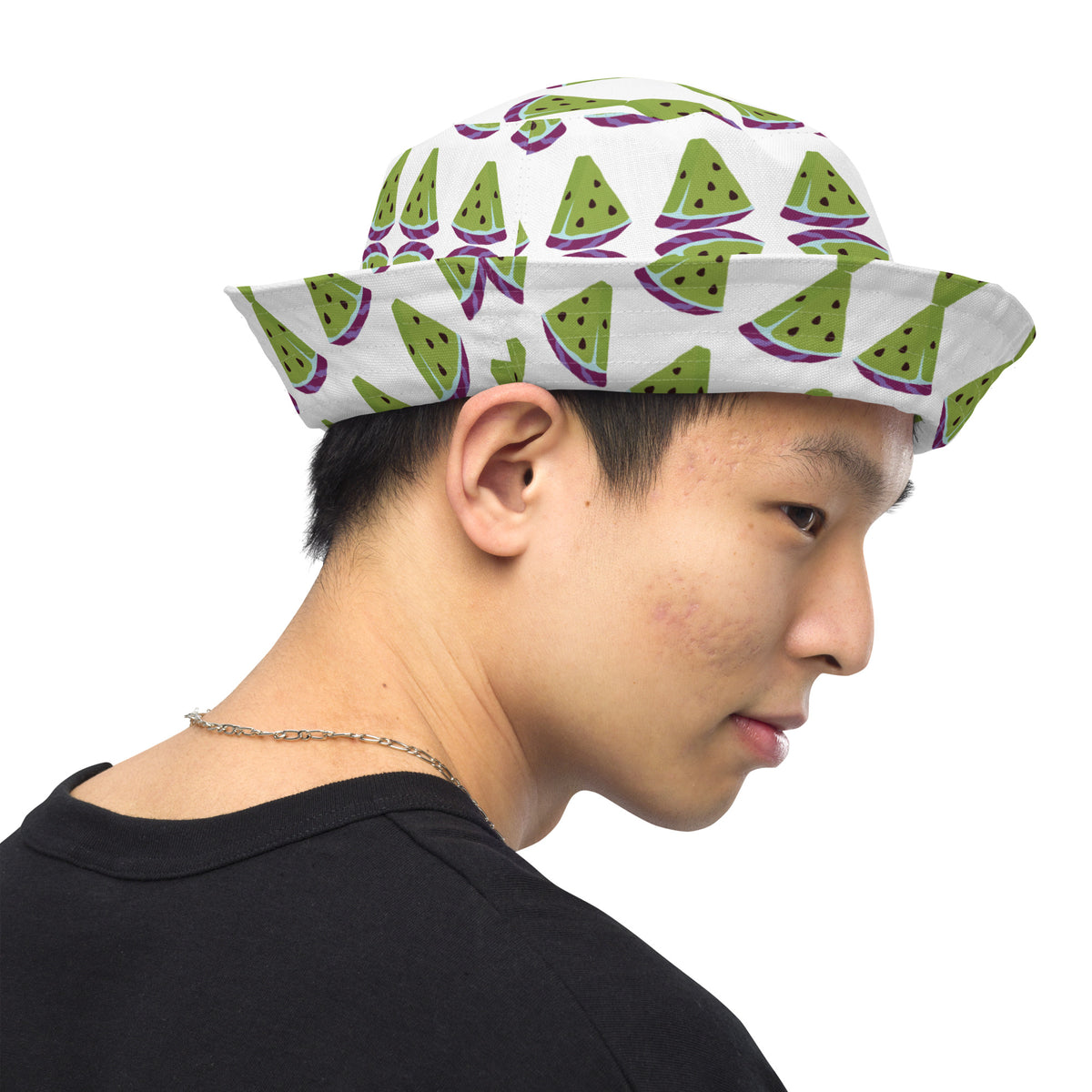 Sweet Summer Memories - Watermelon Panel Reversible Bucket Hat - - Reversible Bucket Hat