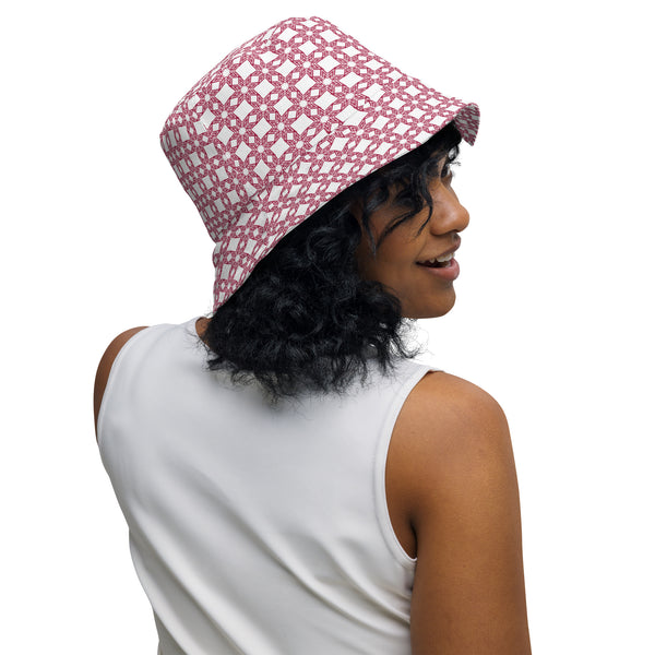 Bloom into Memories - Flower Pattern Reversible Bucket Hat - - Hats