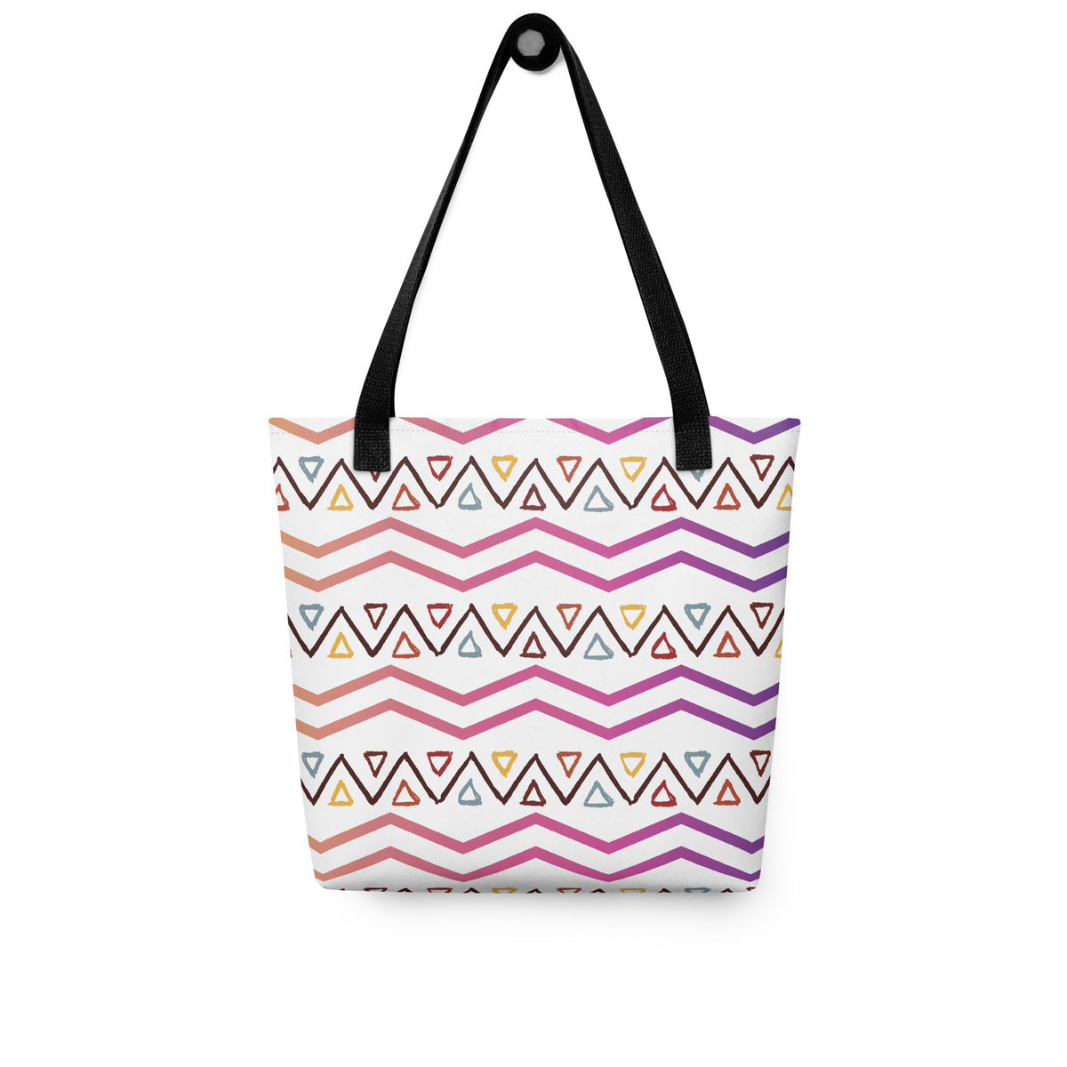 Zig Zag Memories - Large Tote Bag - Black - Tote Bags