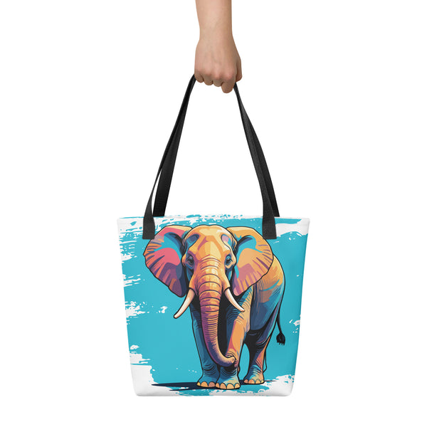 Stylized Elephant Charm - All-Over Print Tote - - Tote Bags