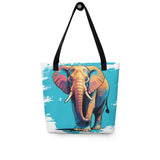 Stylized Elephant Charm - All-Over Print Tote - - Tote Bags