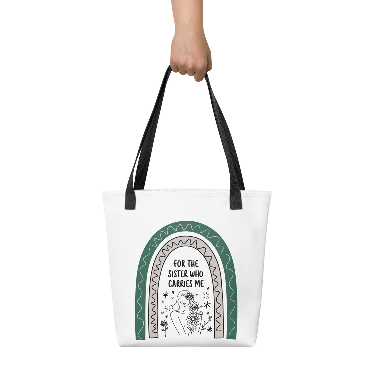 For the Sister Who Carries Me - Elegant Tote Bag Gift - - Tote Bags