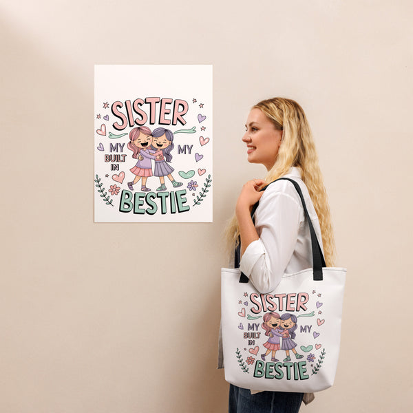 My Built-in Bestie - Tote Bag for Sisters - - Tote Bags