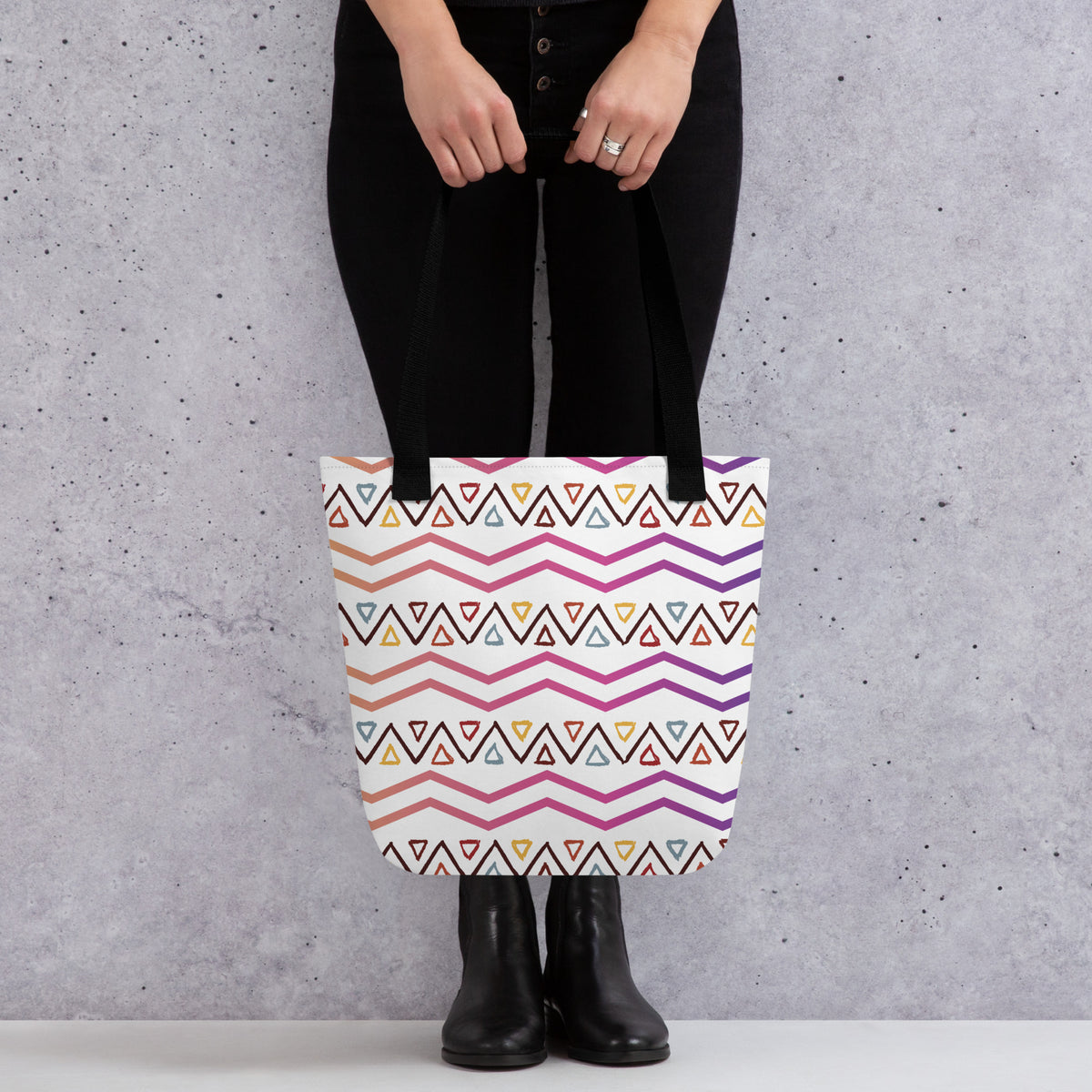 Zig Zag Memories - Large Tote Bag - - Tote Bags