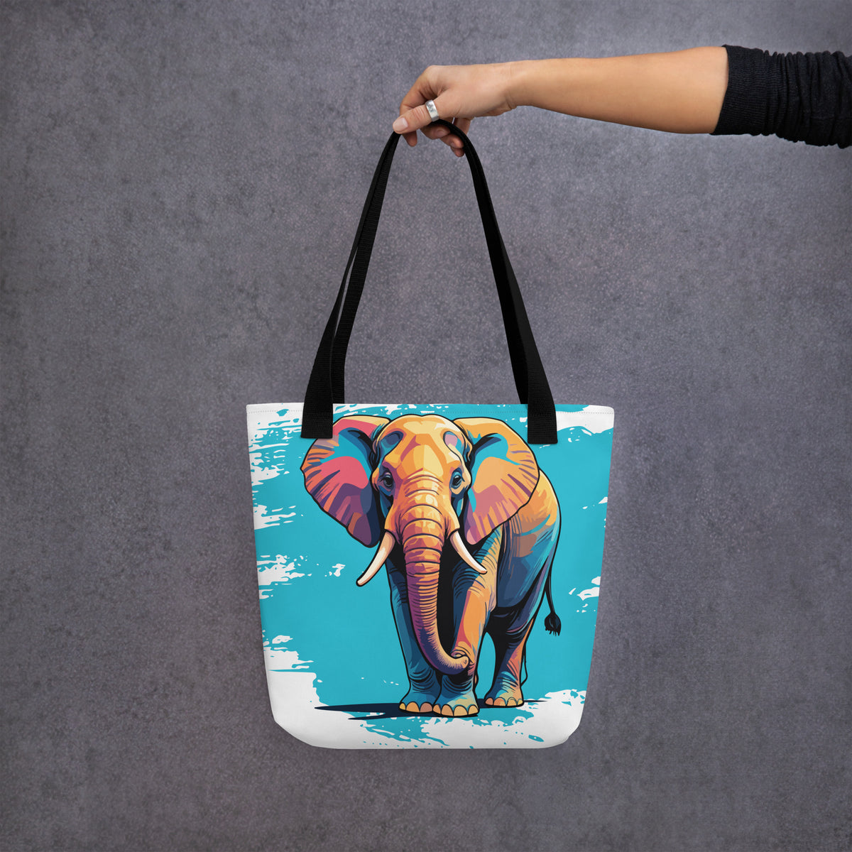 Stylized Elephant Charm - All-Over Print Tote - - Tote Bags