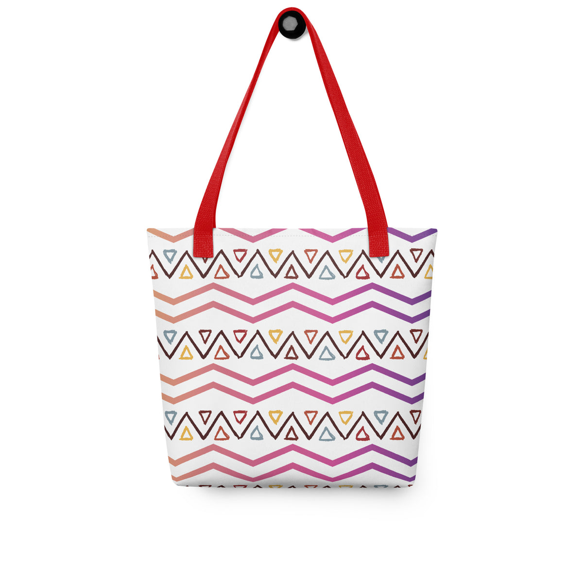 Zig Zag Memories - Large Tote Bag - Red - Tote Bags