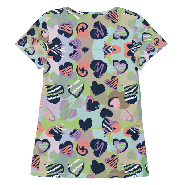 Vibrant Hearts Athletic Elegance - - T-shirts