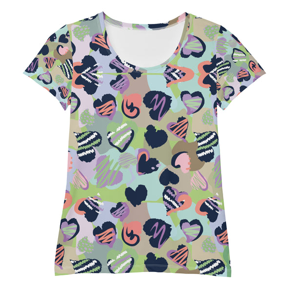 Vibrant Hearts Athletic Elegance - - T-shirts