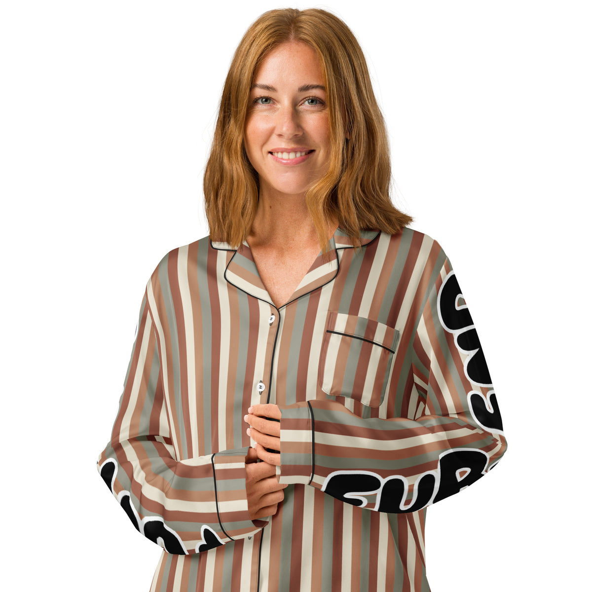 “Fur-End” Cat Print Pajama Top – Gift for Pet Lovers - - Pajama Tops