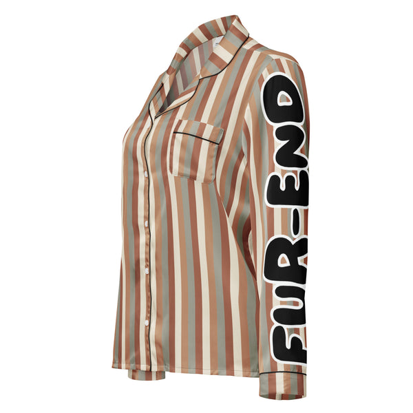 “Fur-End” Cat Print Pajama Top – Gift for Pet Lovers - - Pajama Tops