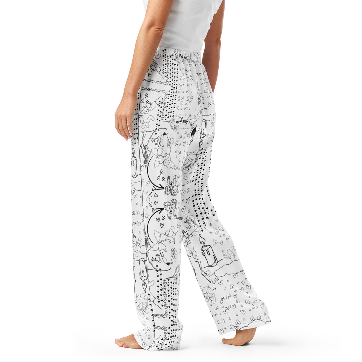 Artistic Love Pajama Pants – Romantic Gift for Her - - Pants