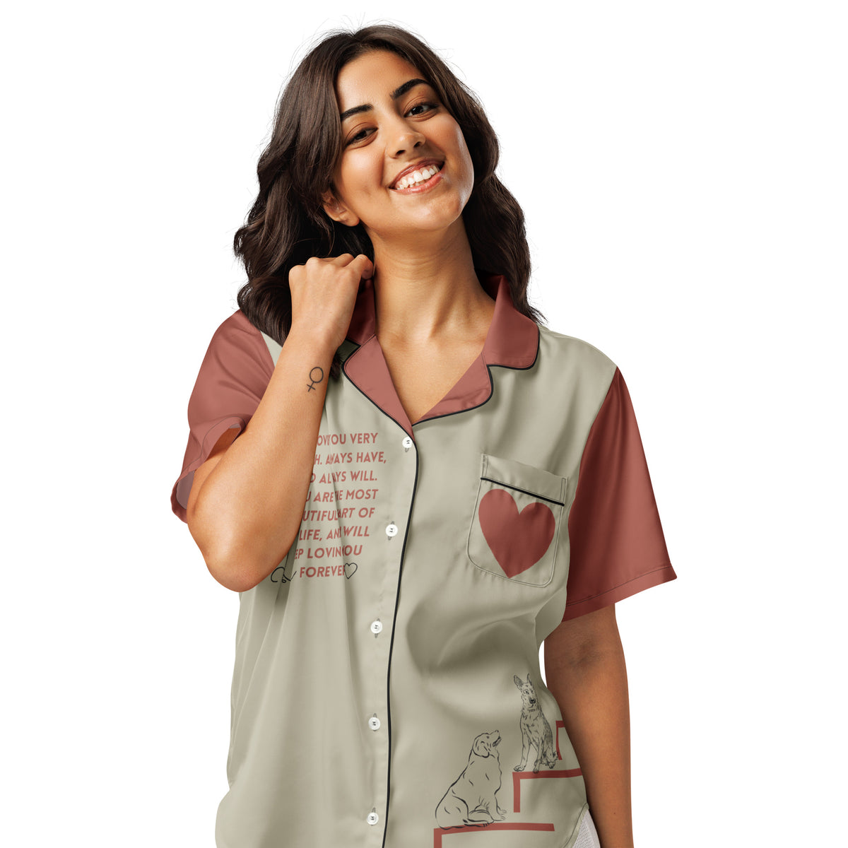 Romantic Heart Pajama Top – Gift for Your Special One - - Short Sleeve Top