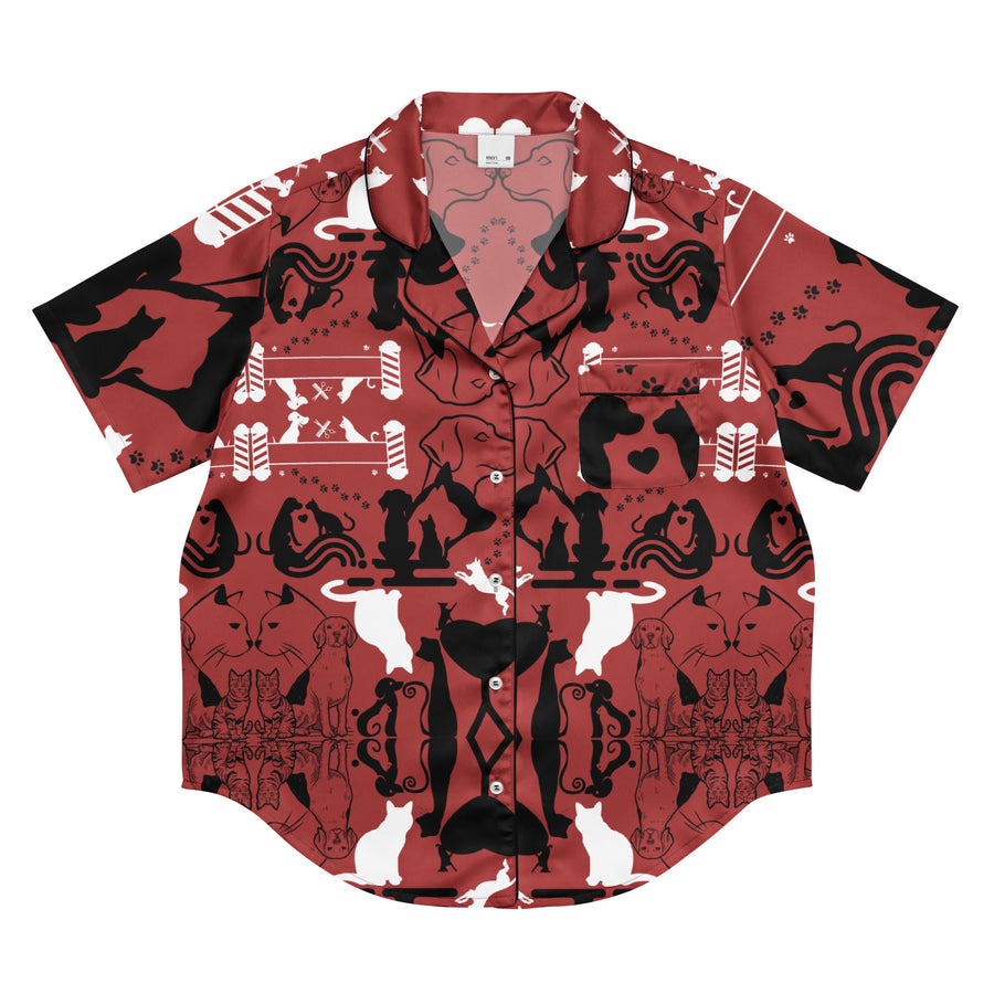 Artistic Pet Silhouette Pajama Top – Gift for Animal Lovers - 2XL - Short Sleeve Top