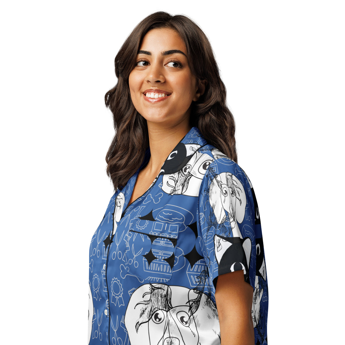 Blue Cat & Dog Pajama Top – A Gift for Pet Lovers - - Short Sleeve Top