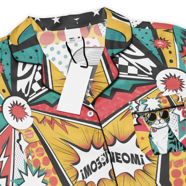 Pop Art Cat Pajama Top – A Fun Gift for Cool Friends - - Short Sleeve Top