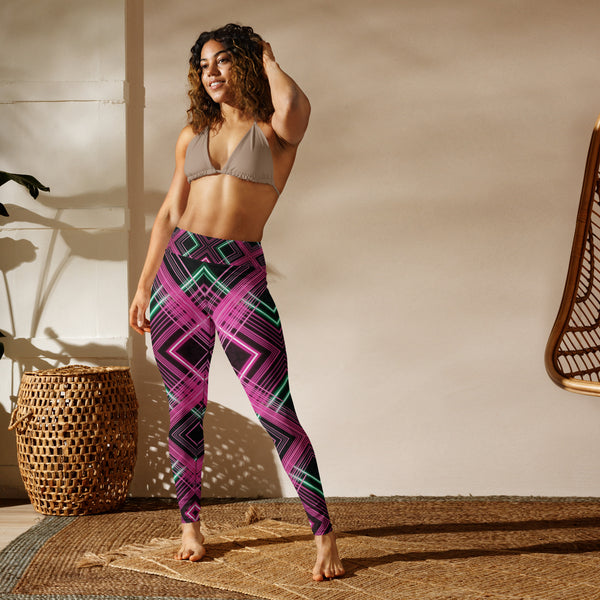 Futuristic Flow - Vibrant Workout Gear - - Leggings