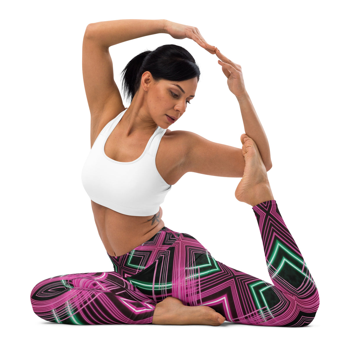 Futuristic Flow - Vibrant Workout Gear - - Leggings