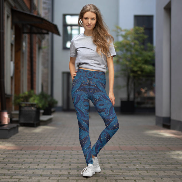 Mystical Waves - Serene Blues for Mindful Moves - XL - Leggings