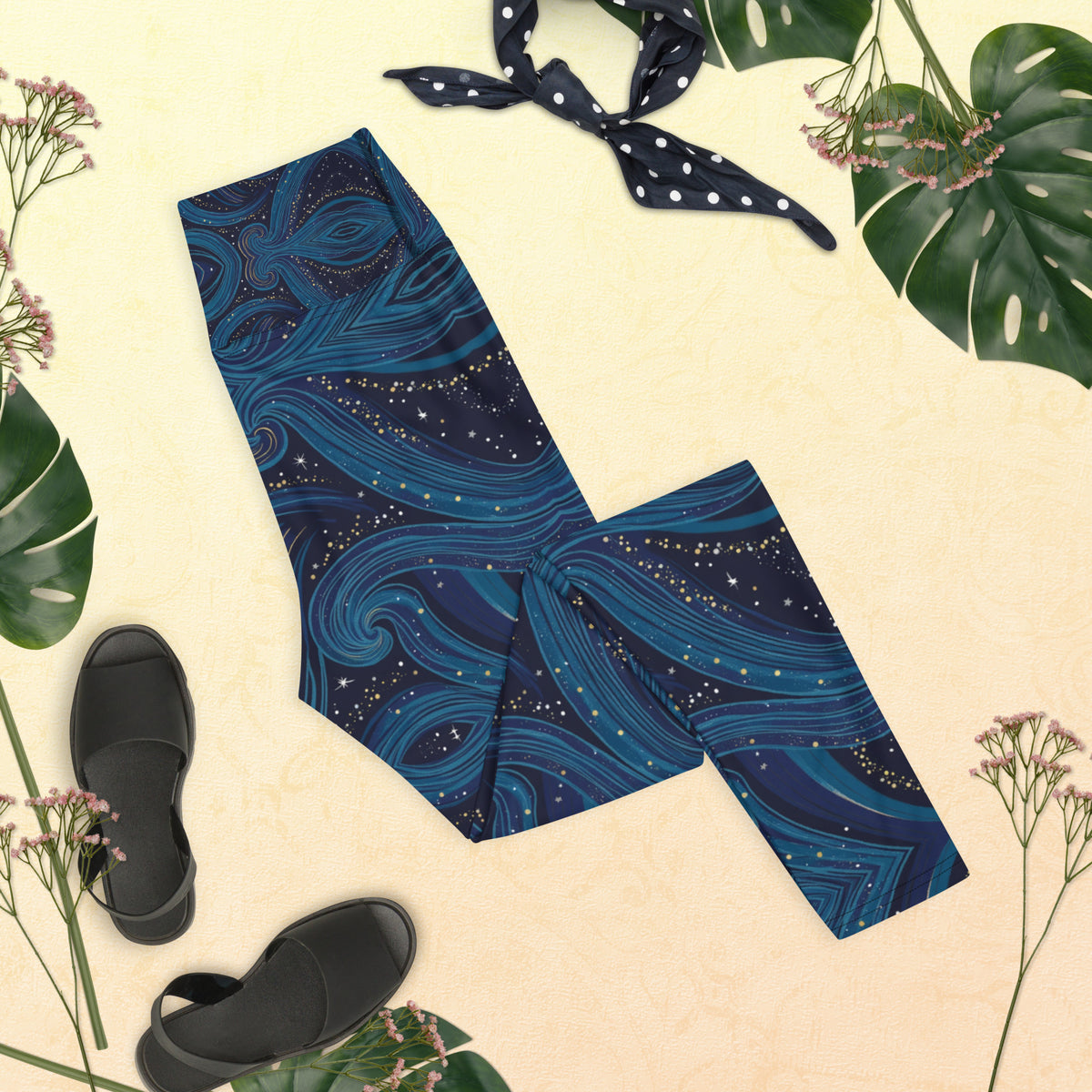 Mystical Waves - Serene Blues for Mindful Moves - - Leggings