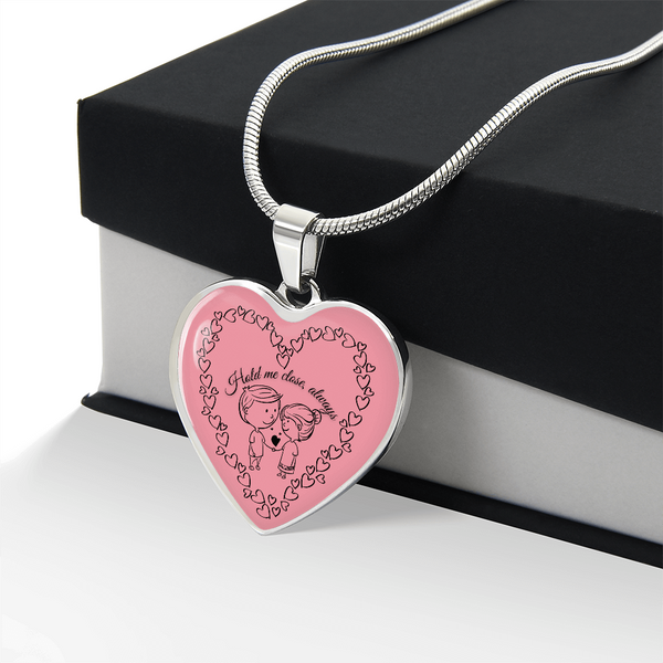 Her Luxury Heart Pendant – Cute Couple Edition - - Necklaces