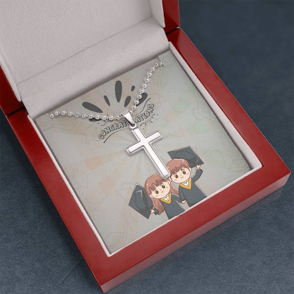 Graduation Joy - Elegant Cross Pendant Necklace Gift Box - - Necklaces