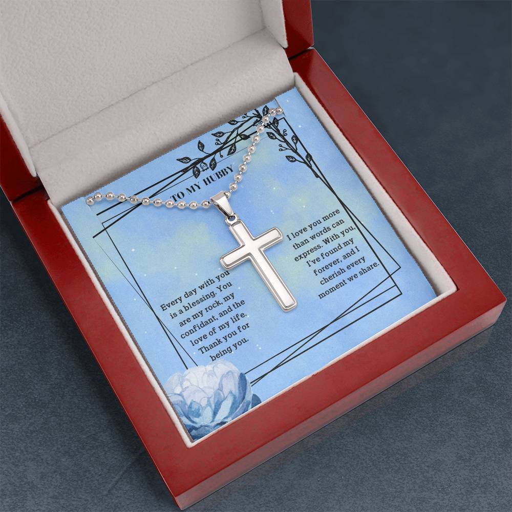 My Rock - My Love - Silver Cross Necklace - - Necklaces