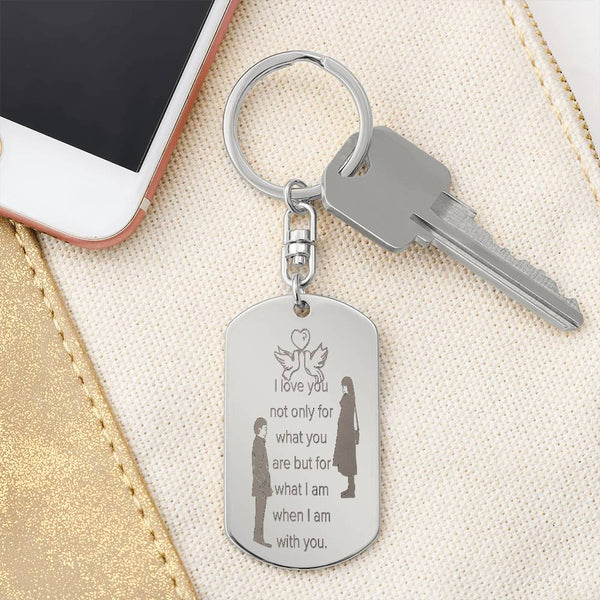 Romantic Quote Engraved Dog Tag Keychain Gift - Engraved Dog Tag Keychain Stainless Steel - Keychains