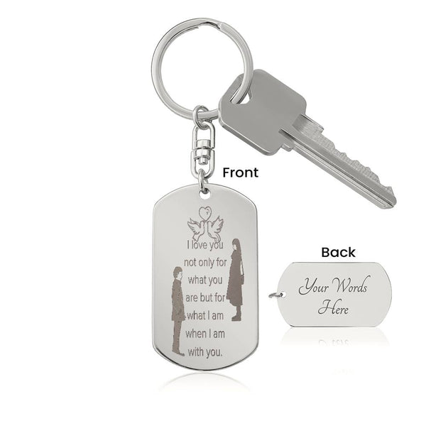 Romantic Quote Engraved Dog Tag Keychain Gift - - Keychains