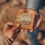 Retro Script Leather Wallet – Gift for Dad - - Wallets