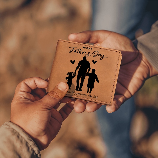 Classic Dad Look – Graphic Leather Wallet - - Wallets