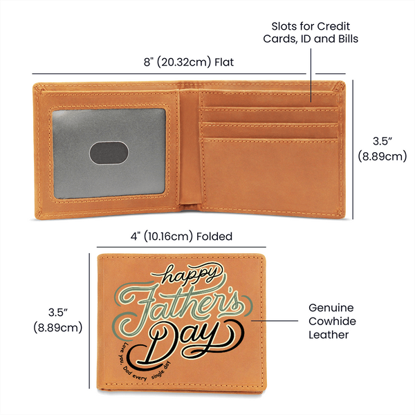 Retro Script Leather Wallet – Gift for Dad - - Wallets