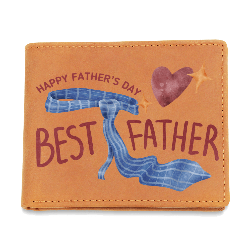 Watercolor Tie Tribute – Leather Wallet for Dad - Leather Wallet - Wallets