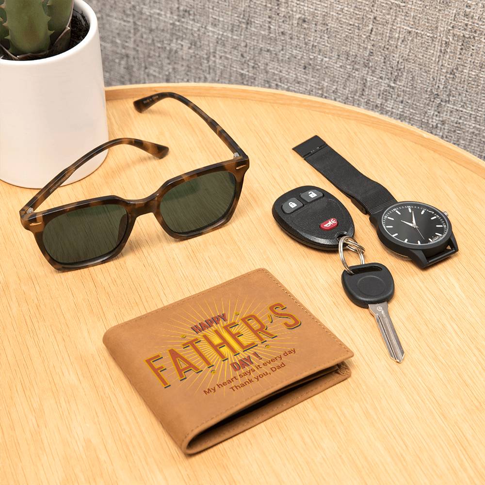 Timeless Gift for Dad – Graphic Leather Wallet - - Wallets