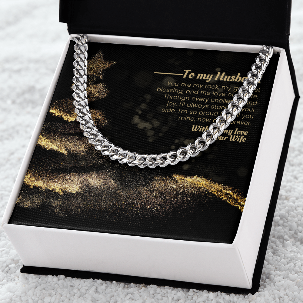 Husband Appreciation – Bold Cuban Chain - 14K Yellow Gold Finish Luxury Box - Necklaces