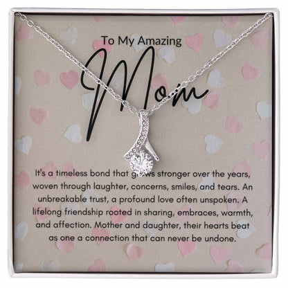 Mother's Grace - Luxurious Ribbon Pendant Necklace - 14k White Gold Finish Standard Box - Jewelry